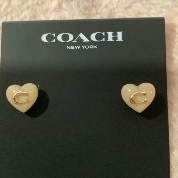 Coach Resin Heart C Stud Earrings - Picture 4 of 7